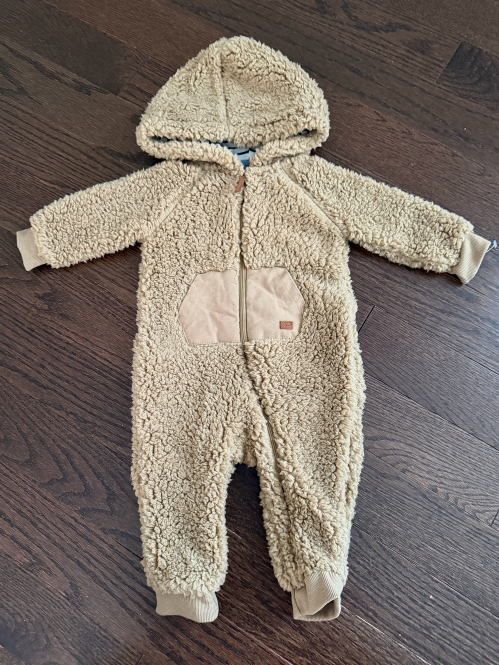 7 For All Mankind Baby Infant Sherpa Bunting Snowsuit 6-9 Mth Beige Zip Hood NEW